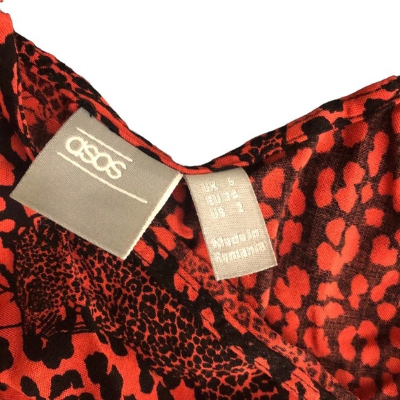 ASOS Design wrap long sleeve top Size 2 Red Animal  Tiger Print - Picture 8 of 12